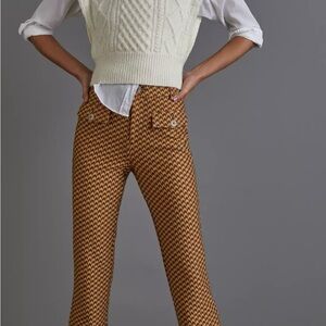 NWT Anthropologie Brown Essential Slim Flared Trousers Size 12